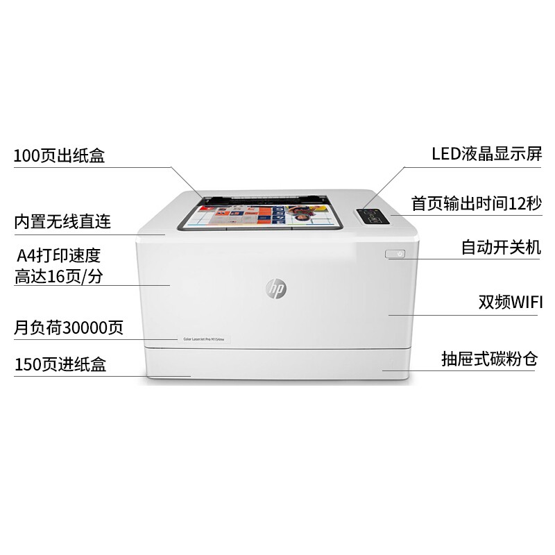 惠普 m154nw /154A彩色激光打印机 家用打印机学生打印机彩色打印机 惠普m154nw打印机高清大图