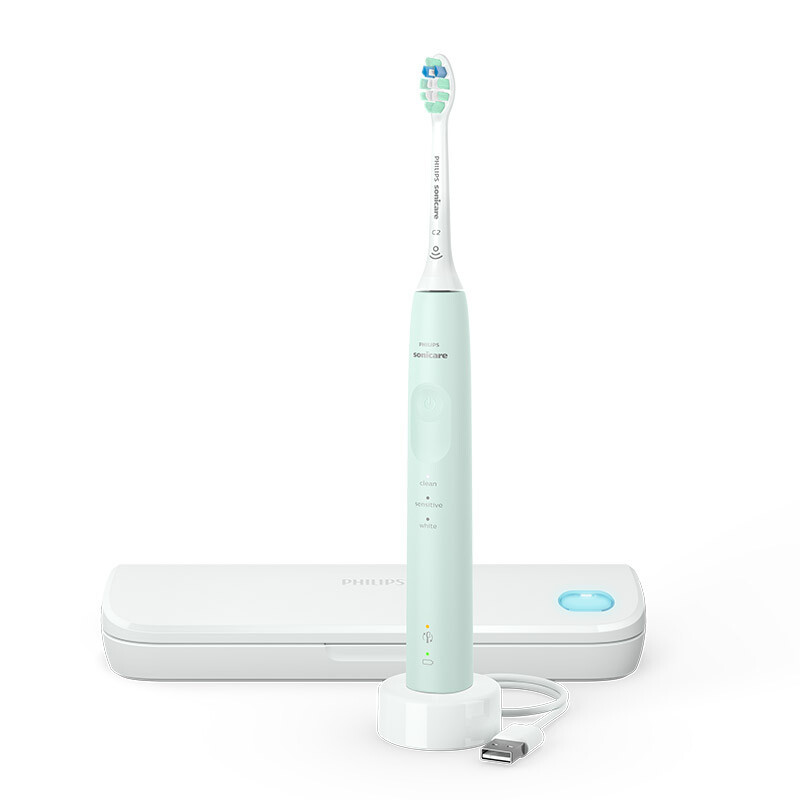 飞利浦(PHILIPS) 电动牙刷 成人情侣款送男女友礼物 护龈系列3种模式7倍清除牙菌斑 绿色HX3697/25高清大图