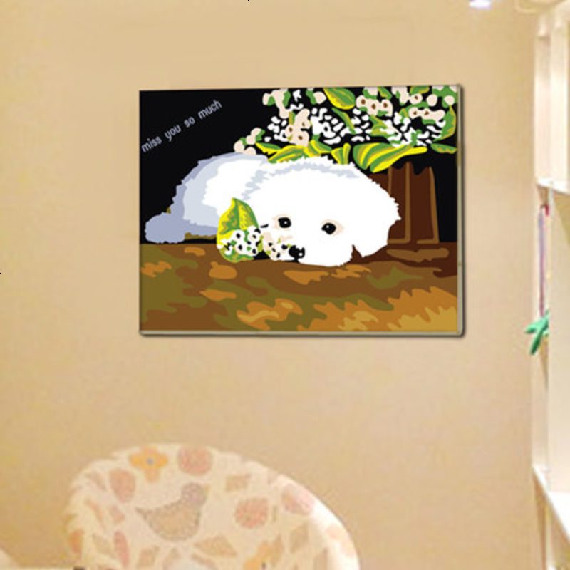 数字油画水彩画diy成人卡通动漫动物情侣风景手绘油彩填色装饰画