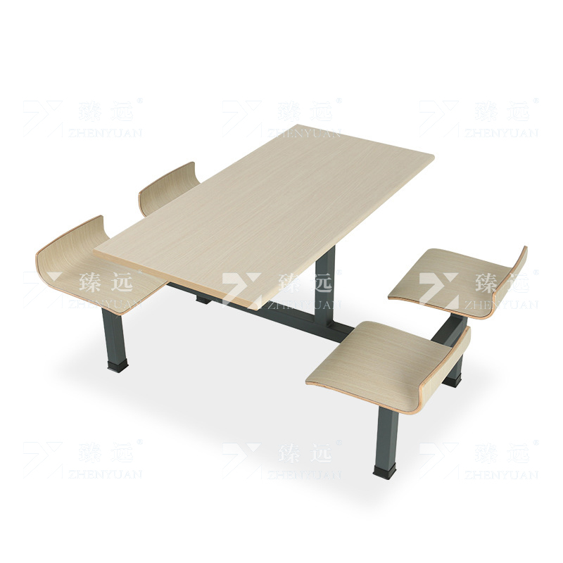 臻远 ZY4040841 曲木铁艺桌椅食堂餐桌椅组合