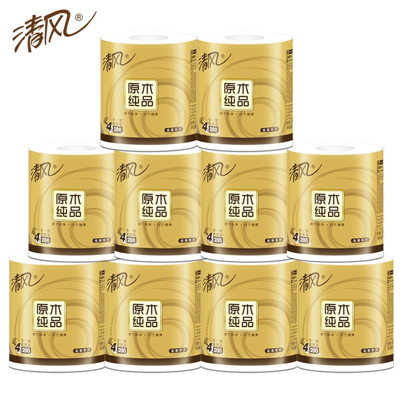 卷纸B20AGJ 原木纯品金装系列 卫生纸4层加厚200克*10卷/提 6提/箱 整箱装