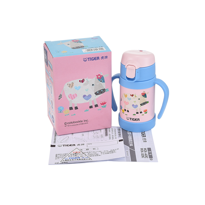 虎牌(tiger) 304不锈钢保冷杯幼儿卡通吸管杯儿童吸管水杯 双把手杯 MCK-A28C 280ml高清大图