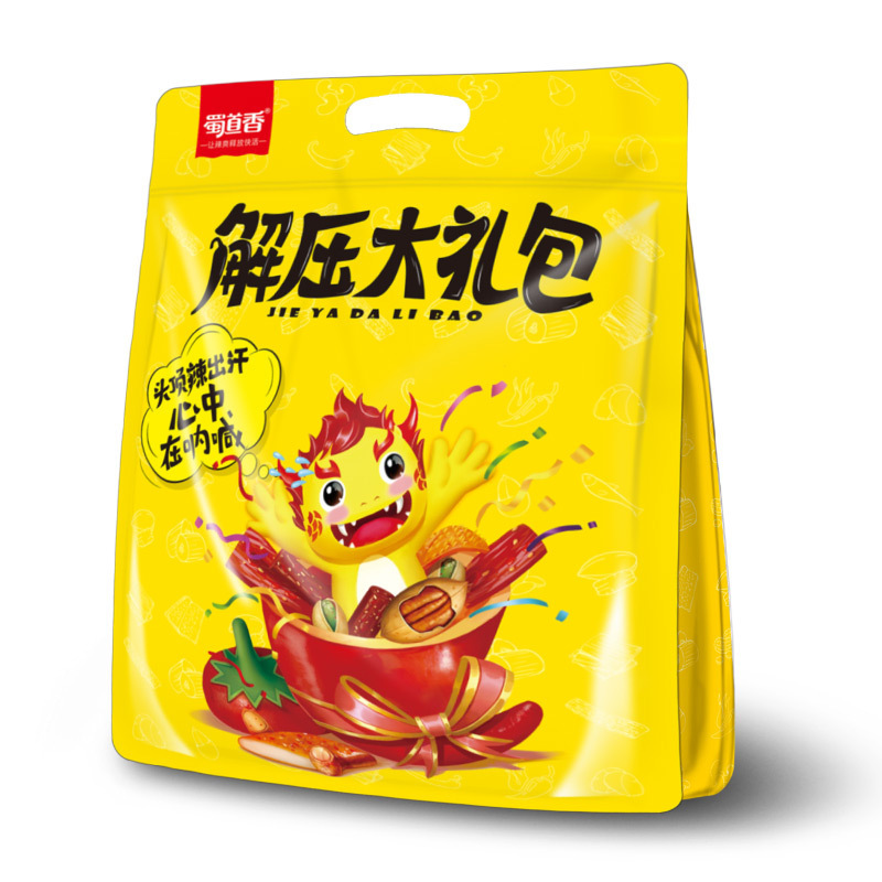蜀道香 麻辣肉干肉脯素食 解压零食大礼包666g 牛肉干猪肉脯鱼豆腐烤面筋脆骨辣条(休闲零食)