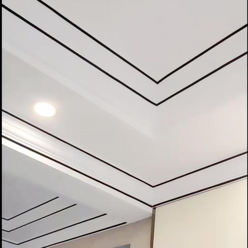 美边线自粘客厅吊顶天花板石膏线墙面地面美缝艺术美边装饰墙贴 黑色款 0.5厘米*50米