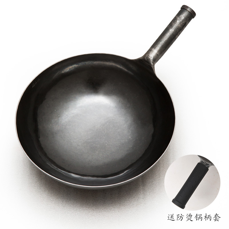 臻三环 章丘铁锅直营旗舰手工锻打 无涂层不易粘锅炒锅手打纯铁锅一环宗师 古法原色34cm