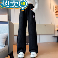 绿彩虹光女童裤子加绒加厚秋冬装儿童中大童雪尼尔时尚宽松休闲冬季阔腿裤