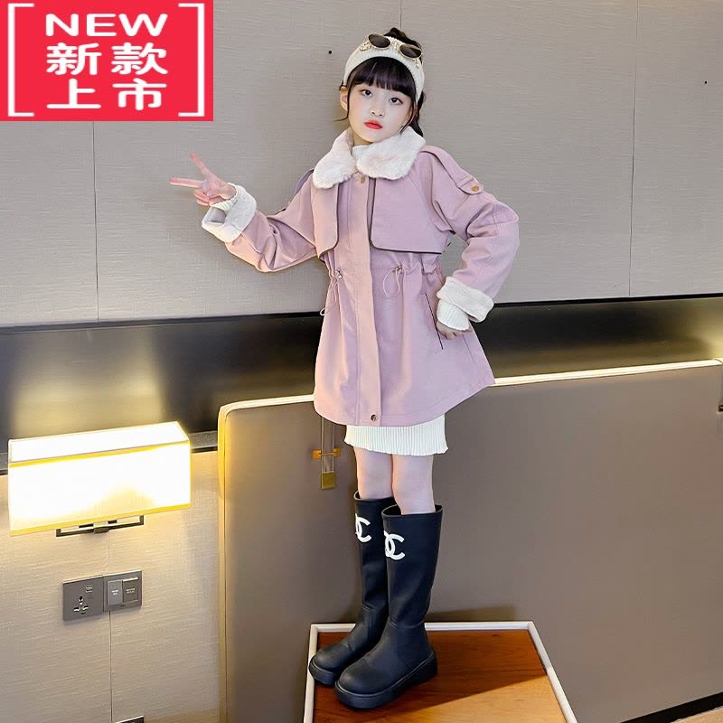 可莉允女童皮草外套加绒加厚冬装2022新款中大童洋气童装冬季皮衣派克服棉服图片