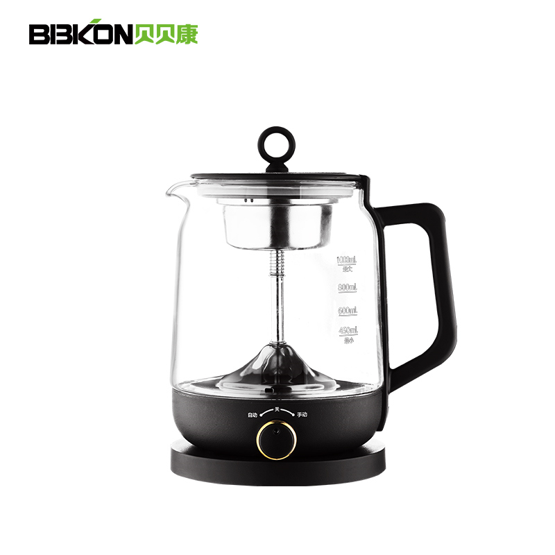 贝贝康(BBKON)煮茶器雅致黑 蒸汽喷淋式煮茶器玻璃蒸茶壶黑茶办公室全自动保温多功