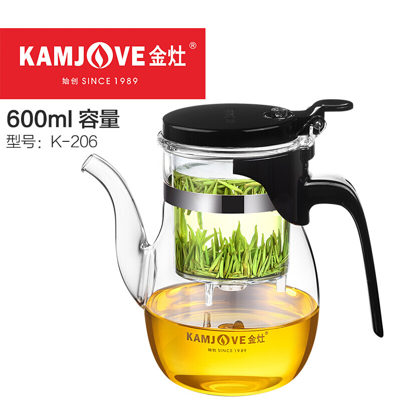 四时烟火 飘逸杯泡茶壶 金灶过滤花茶壶泡茶器茶水分离杯 K-206/600毫升高清大图