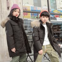 JPDUN吉普盾儿童羽绒服男童中长款加厚2023新款中大童冬女童童装韩版洋气外套_711 140码 黑色