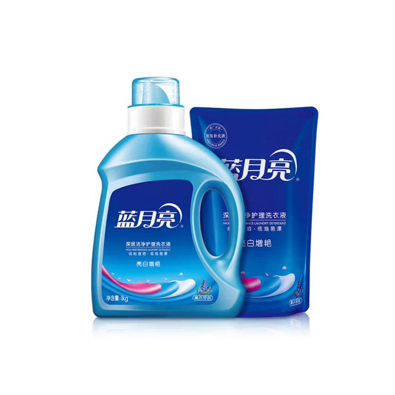 蓝月亮 洗衣液3斤套装:亮白增艳薰衣草洗衣液1kg/瓶+500g袋装