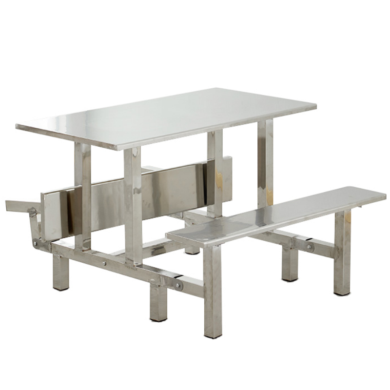 铭思达不锈钢连体餐桌四人位套高清大图