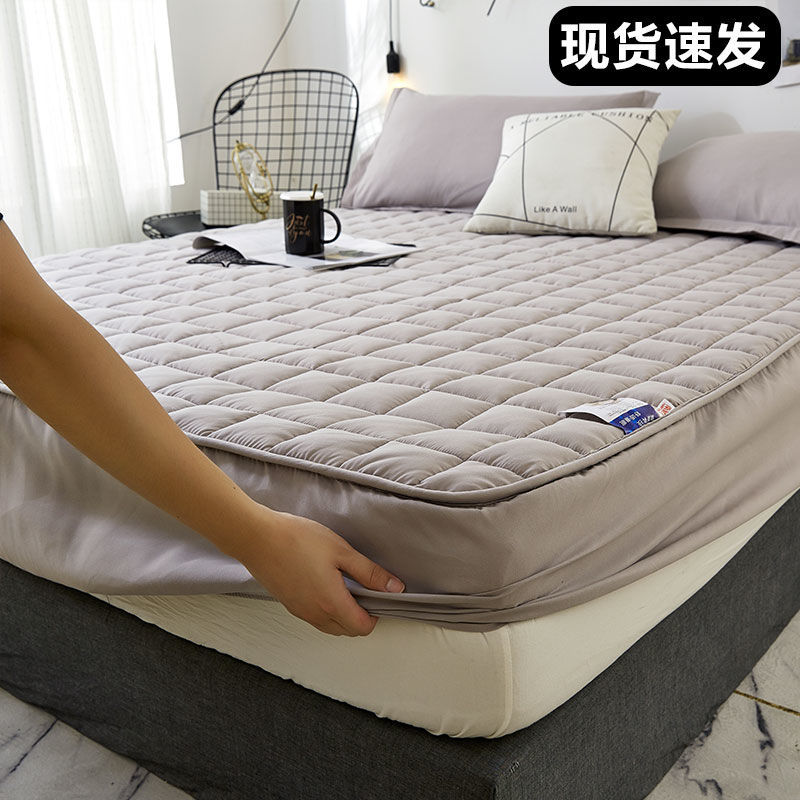 南极人防水夹棉床笠单件隔尿透气床罩套席梦思保护套床垫套防尘保 180*200cm 加厚夹棉床笠绅士灰