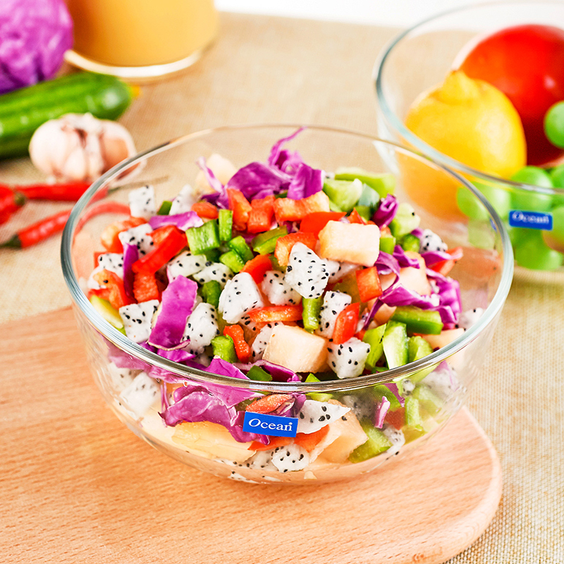 ocean进口无铅玻璃加厚玻璃沙拉碗色拉碗水果碗耐热大汤碗大面碗7英寸