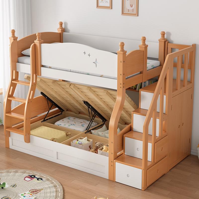 床实木衣柜子母床高低床成人床大人床成年床多功能母子床上下铺木床