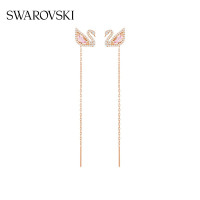 施华洛世奇(Swarovski)DAZZLING SWAN 粉色仿水晶天鹅穿孔长耳环 耳坠5469990