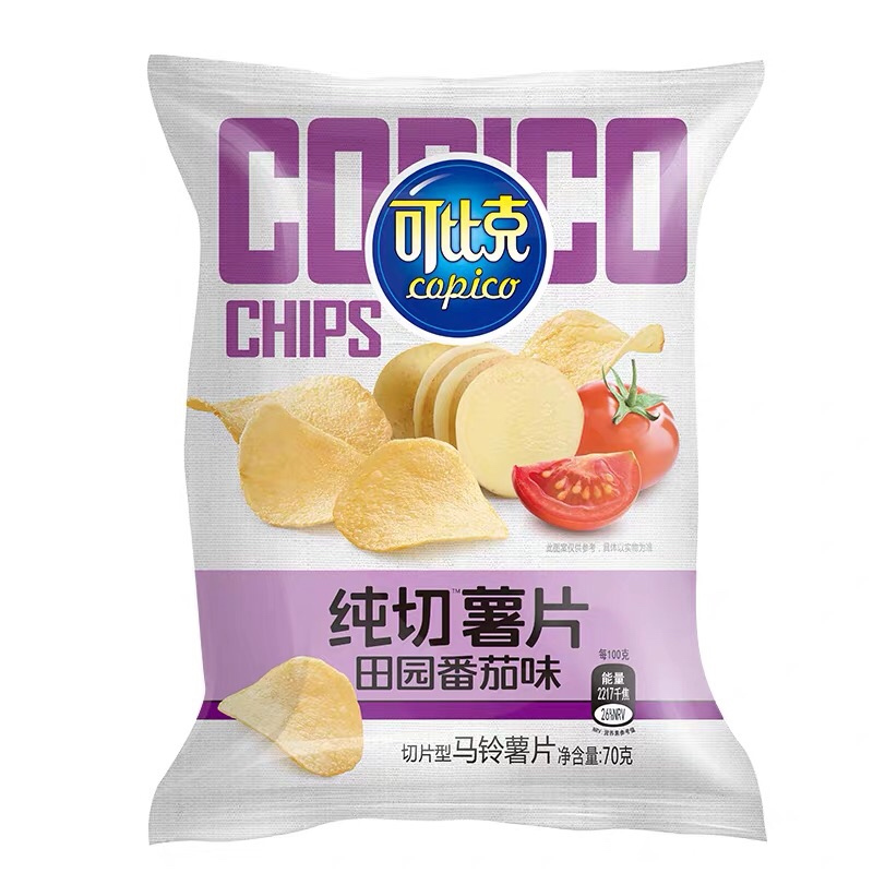 可比克 膨化食品 纯切薯片70g(田园番茄味)