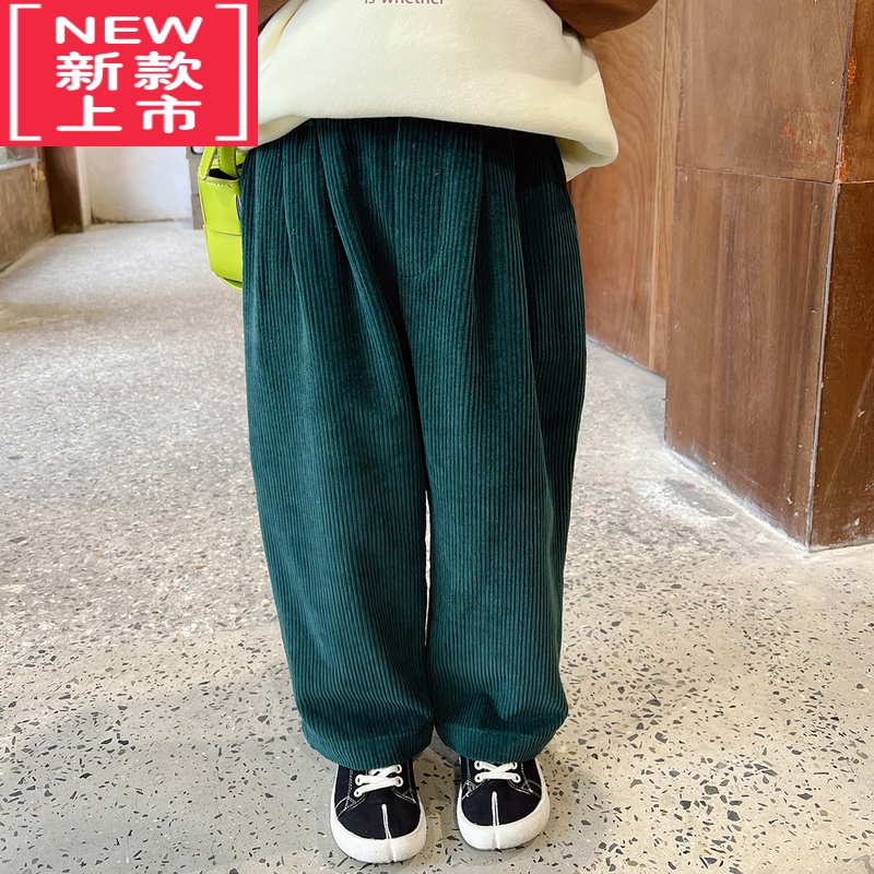 可莉允女童灯芯绒裤2022冬季新款儿童加厚保暖休闲裤宝宝加绒裤子保暖裤