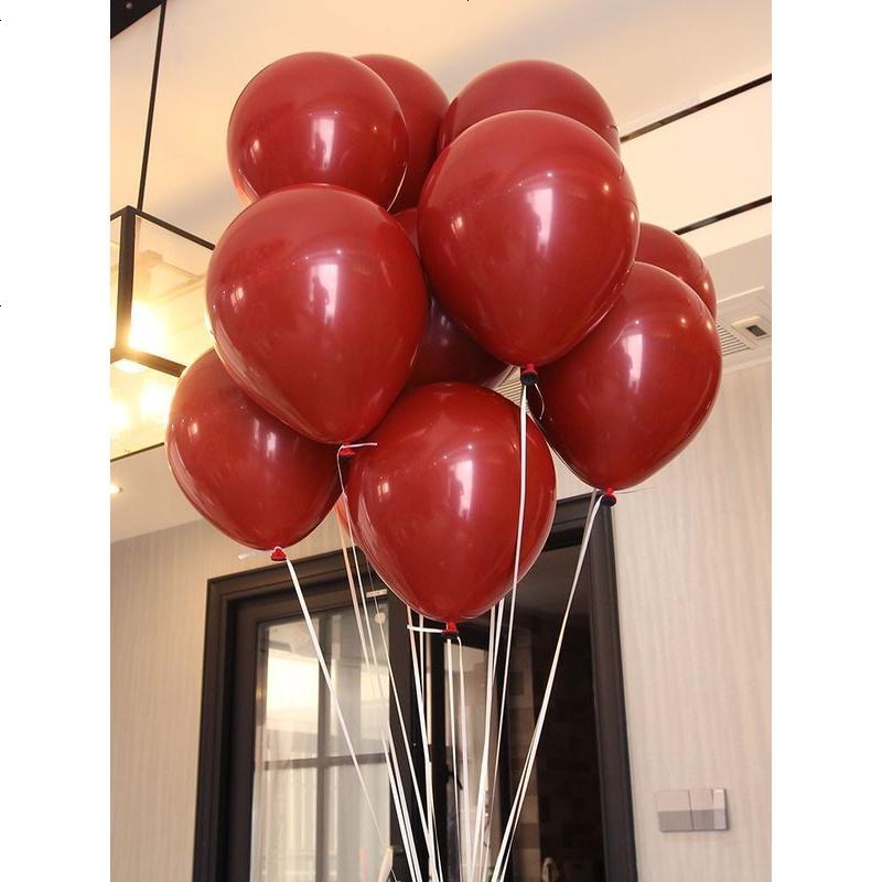 宝石红气球结婚庆装饰心形石榴红浪漫婚房新房布置用品马卡龙红色
