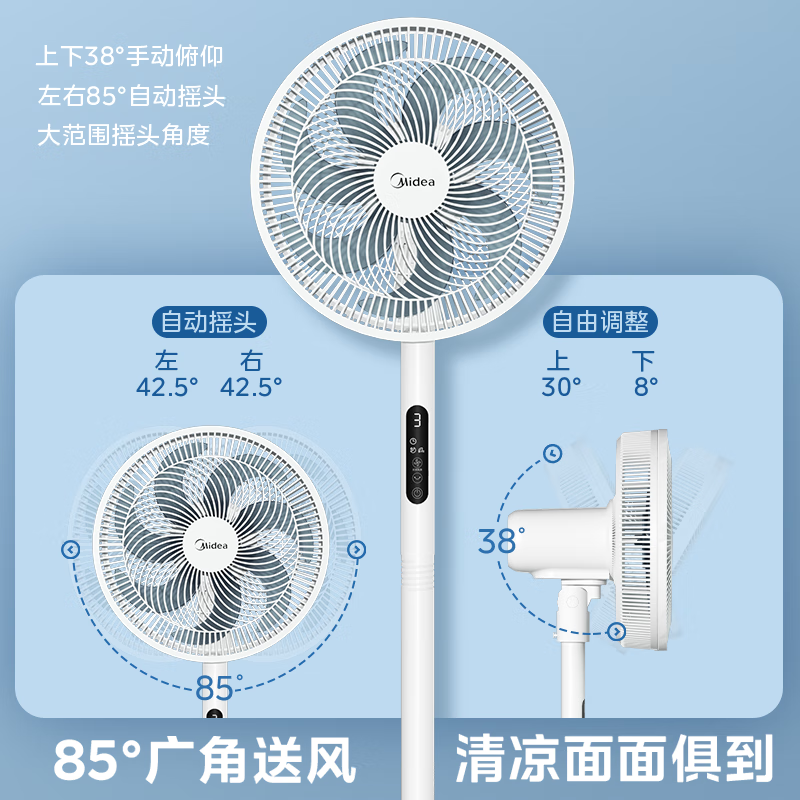 美的落地扇循环风设计静音节能省电家用风扇电风扇 SAG30PR高清大图