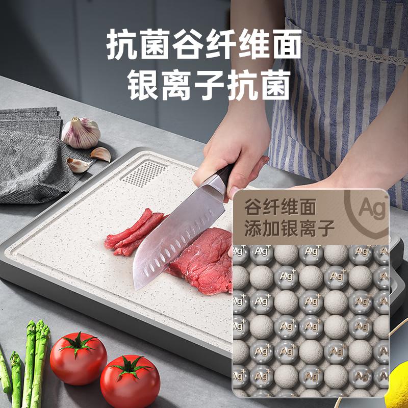 康巴赫双面菜板砧板不锈钢加厚案板不易发霉厨房剁骨切菜板擀面板双面菜板高清大图