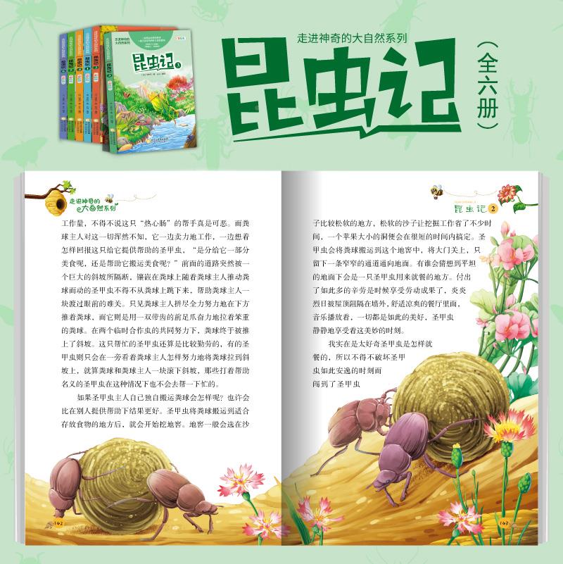 昆虫记:彩绘版:全6册 [正版]昆虫记全套6册彩绘版6-12岁儿童阅读世界名著自然百科四五六年级课外阅读书籍自然百科课外高清大图