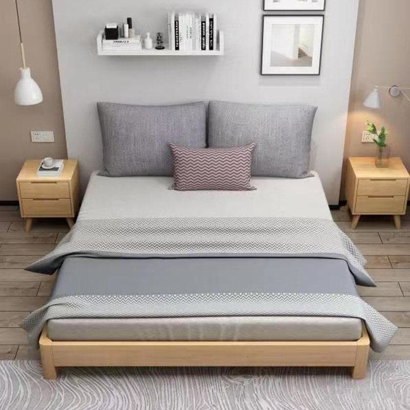 森美人北欧全实木床日式榻榻米床架现代简约1.5米1.8米无床头矮床双人床图片