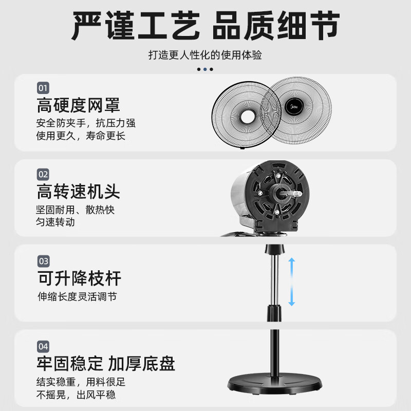 美的(Midea)落地电风扇FS45-22N家用强力18吋电扇大风力落地扇可升降 18寸 机械六叶 无定时 大风力高清大图