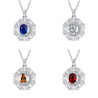 N035 Women Silver Necklace韩版镀纯银复古花坠锁骨链女项链送女朋友七夕情人节礼物