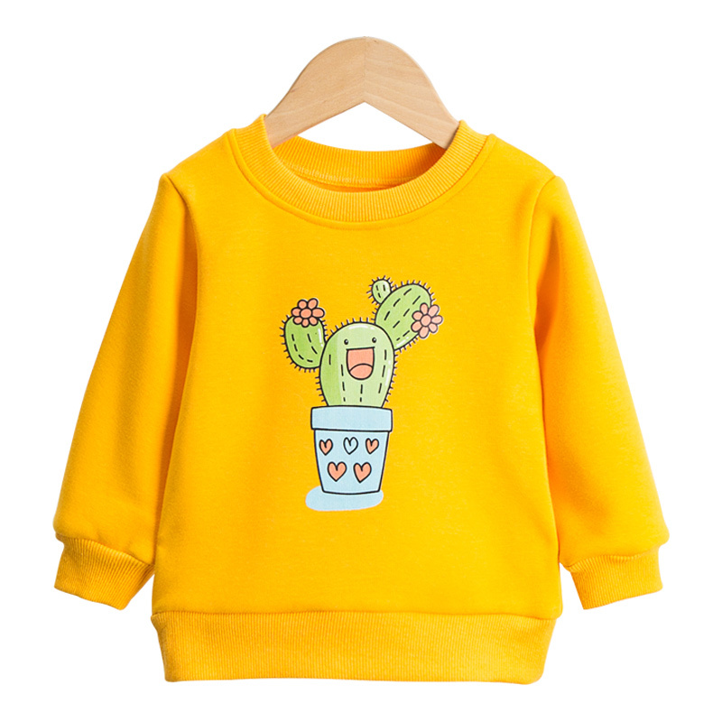 乌鹿春秋薄绒小童卡通卫衣圆领保暖外套男女宝宝春季衣服