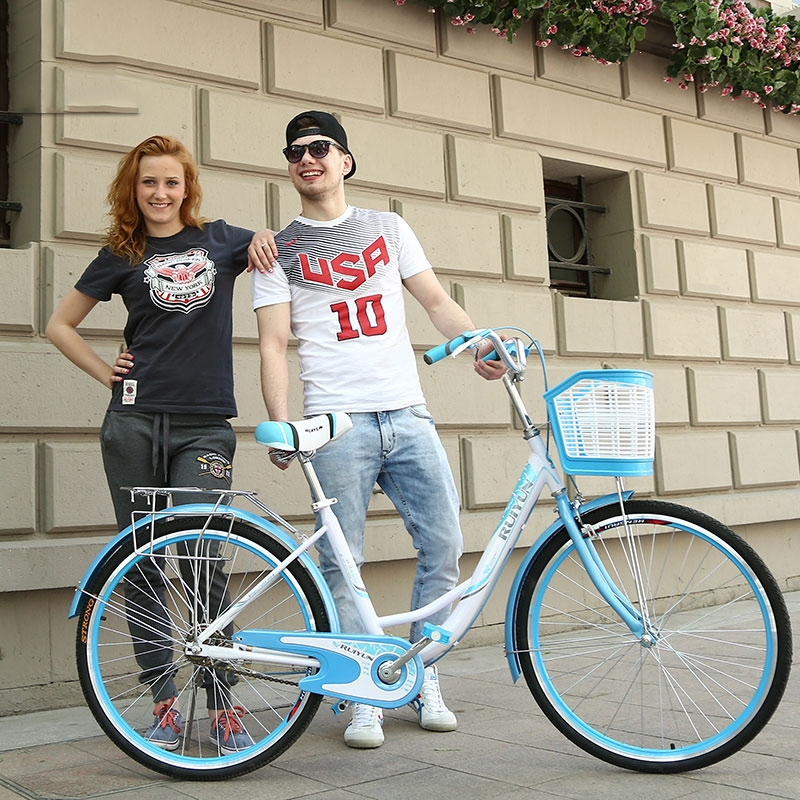 锦年自行车女式轻便上班成年普通男女学生城市成人通勤车淑女单车复古