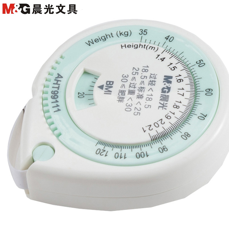 晨光(M&G)AHT99111 1.5m皮卷尺5个装 带健康指数量衣尺三围软尺测量工具 颜色随机 办公用品 剪/刀/尺