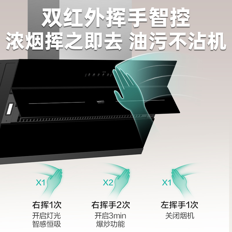 华帝(vatti)凌云PRO烟机CXW-260-XS321 23m³/min大风量 460Pa畅排静压 挥手控制高清大图