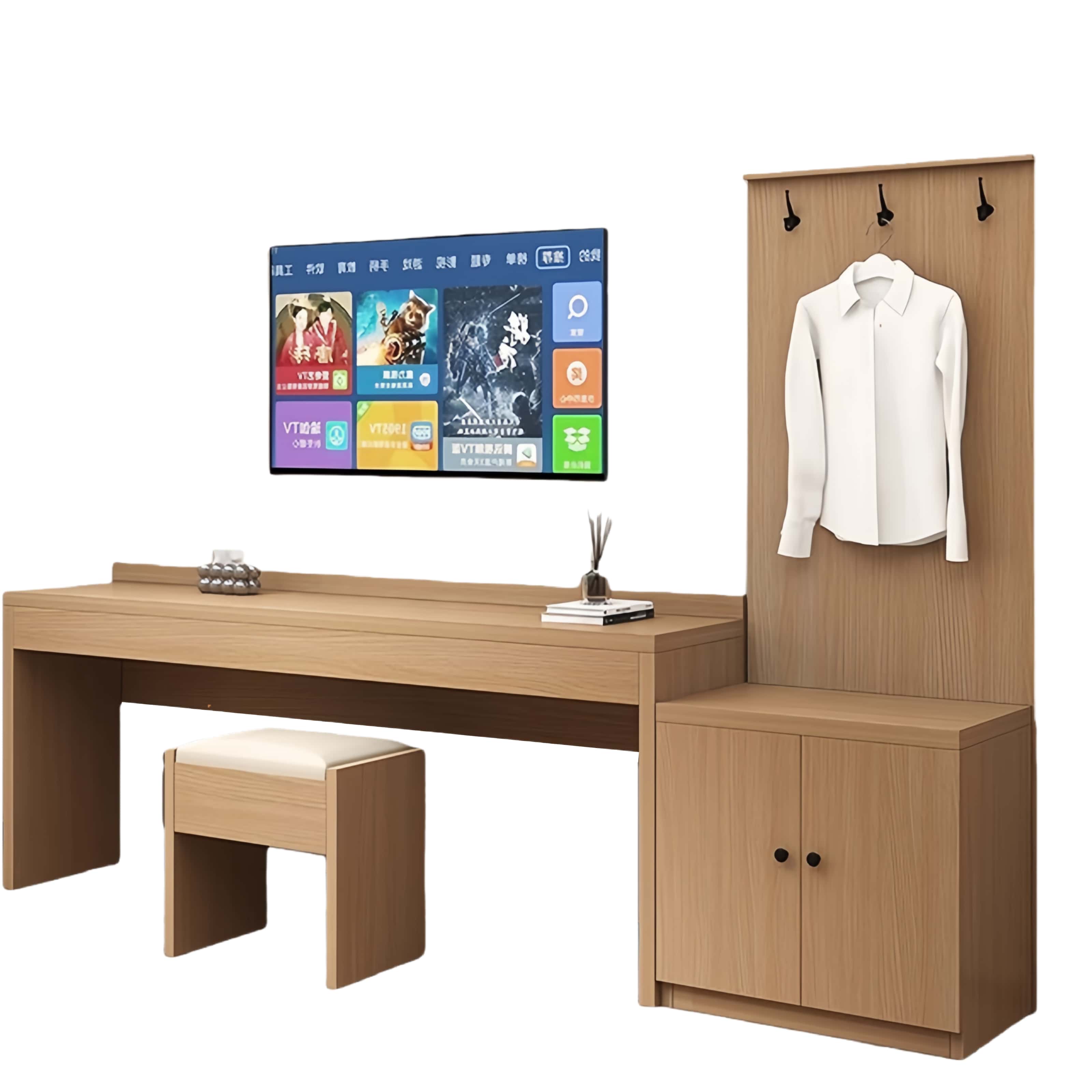 乐琪艺 书桌椅+挂衣板 1.2m 套高清大图