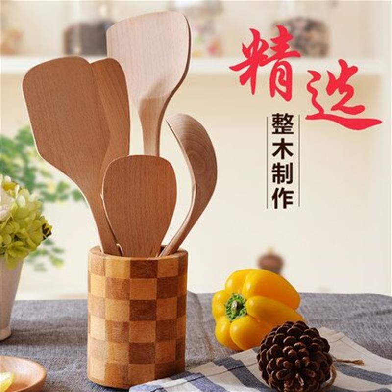 达乐丰 木质铲类 33CM 榉木 1件装 木铲子 不粘锅专用无漆铲 长柄炒菜铲子 国产实木斜铲