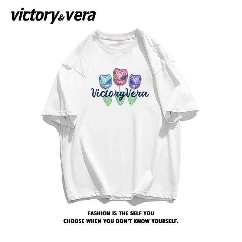VICTORYVERA盐系甜酷风短袖t恤夏季2022小众复古纯棉宽松半袖ins