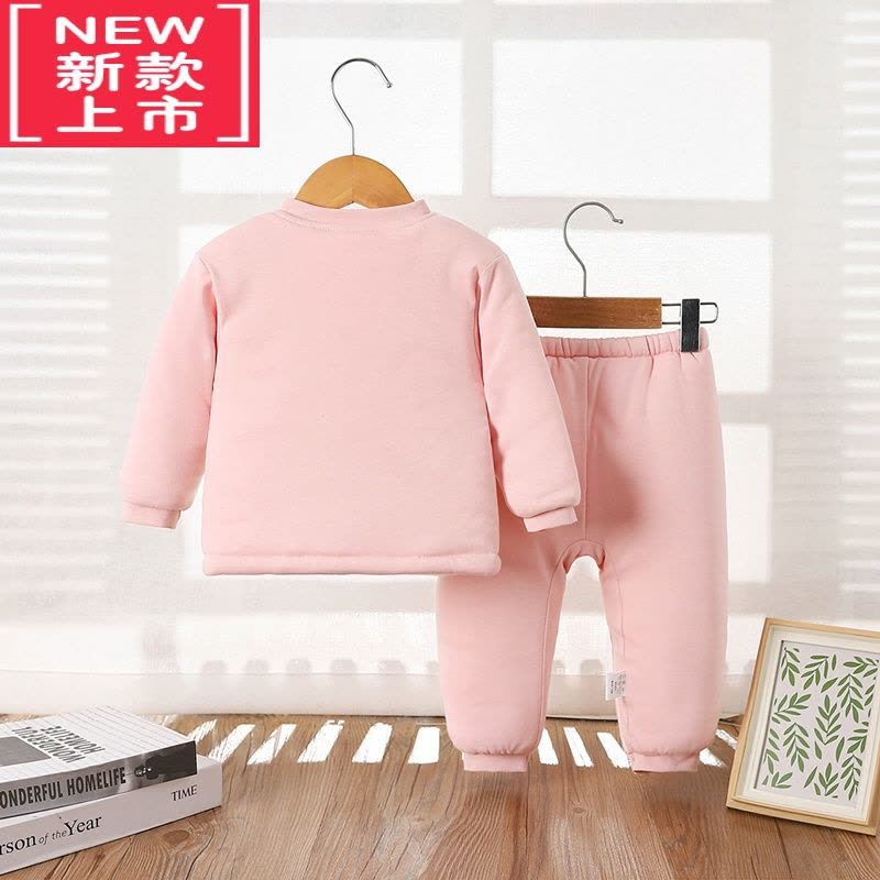 可莉允冬季新生儿婴儿棉衣套装宝宝秋冬装棉服两件套棉裤按扣可开裆图片