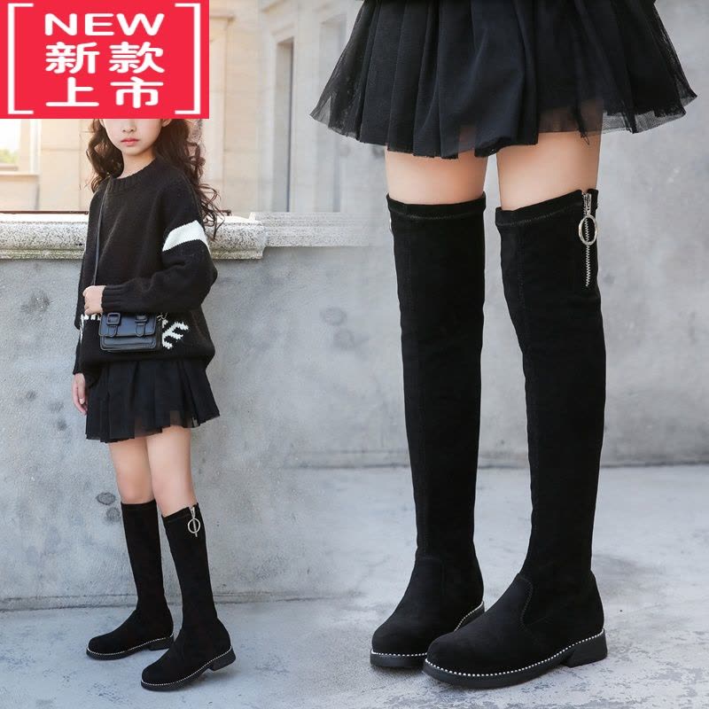 可莉允女童靴子2022春秋新款长筒靴儿童公主不过膝单靴小女孩长靴高筒靴图片