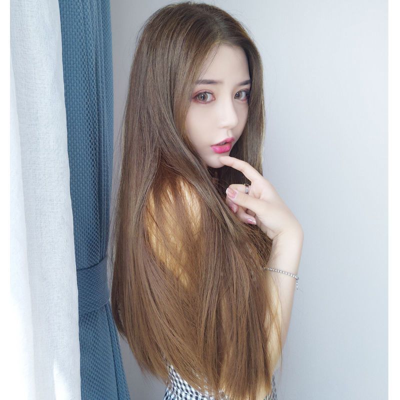 假发女长发接发片一片式假发片假发女仿真发直发片隐形无痕长直发 五卡直发50厘米-棕黑色