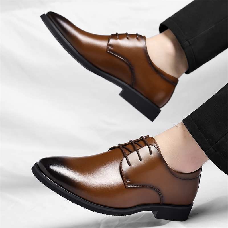 迪罗尼卡46码皮鞋男商务正装皮透气韩版系带英伦黑色冬季工作大码男鞋婚鞋高清大图