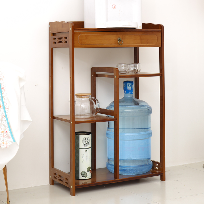 楠竹饮水机架厨房置物架客厅实木落地多层电磁炉烧水壶茶水桶架子