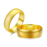 壹仟俩 黄金足金简约光身戒指婚戒对戒条形戒指大气男女礼物计价黄金戒指通用