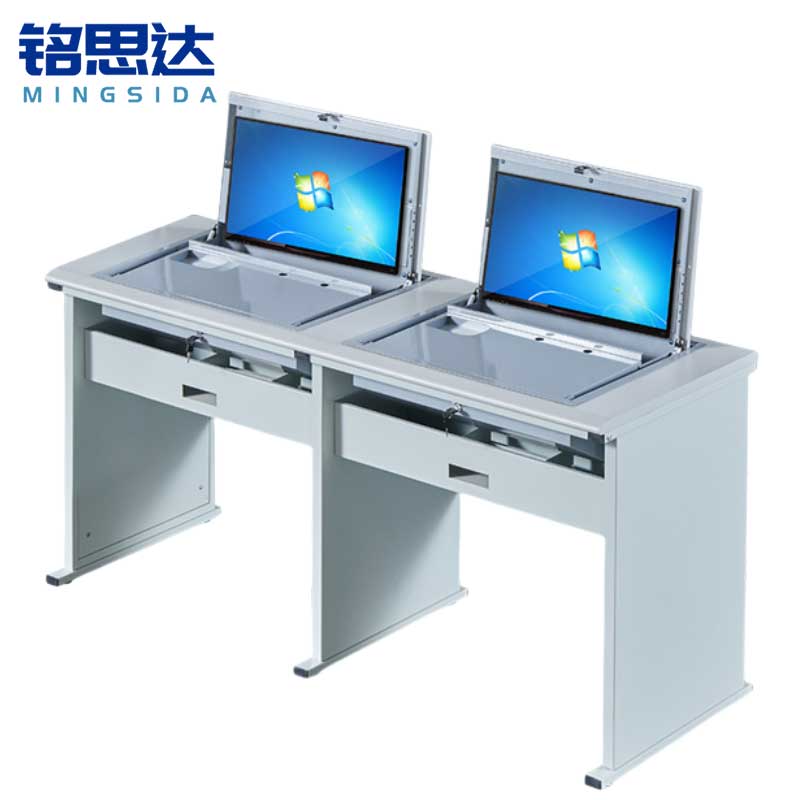 铭思达翻转电脑桌双人位张高清大图