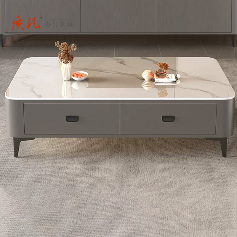 苏宁 质凡 轻奢茶几雪山白+白柜金腿120*60*40CM不含安装高清大图