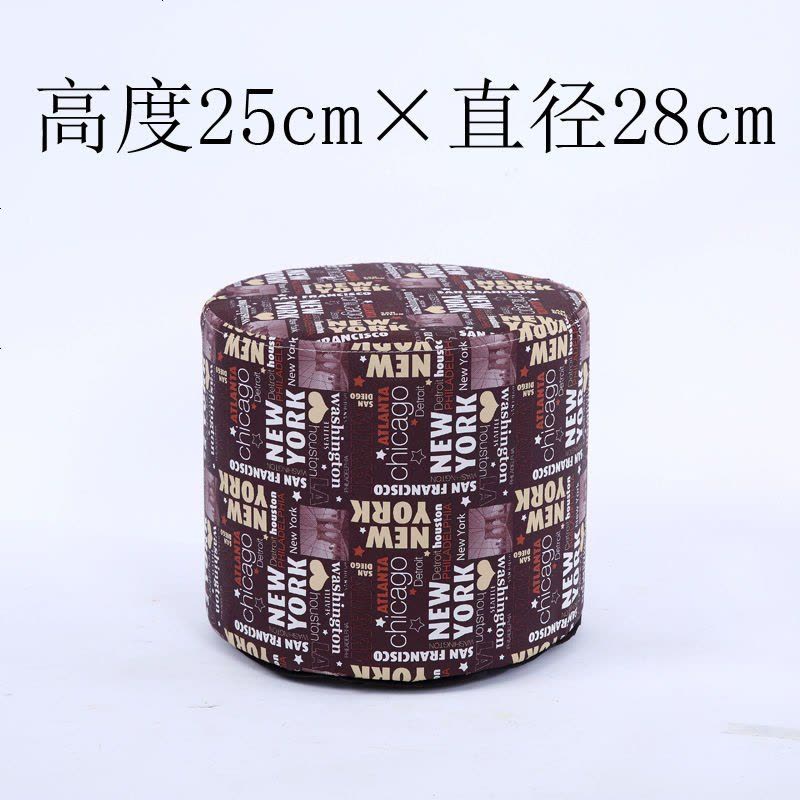 实木换鞋凳时尚穿鞋凳创意圆皮艺小凳子沙发凳茶几板凳家用矮凳 高度25cm 直径28cm 蓝色独角兽款图片
