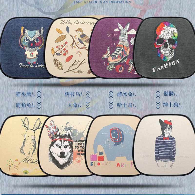 适用于汽车坐垫单张四季通用卡通可爱汽车座垫单片车垫四季垫单个汽车座套车座椅套全包围仿亚麻