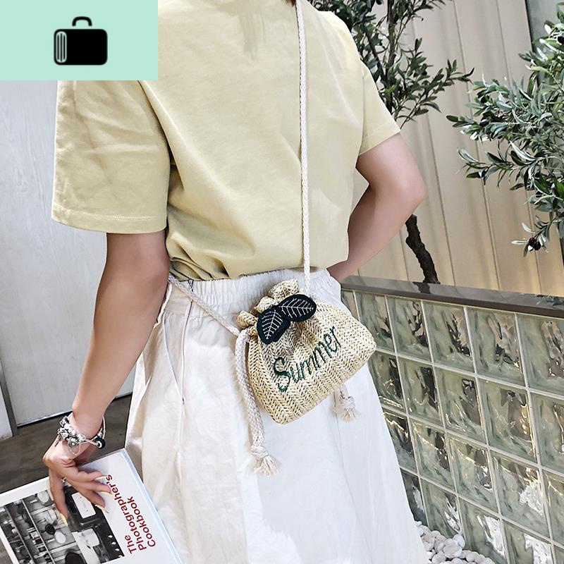 上新编水桶小包包女包2019新款夏季小清新编织单肩包夏天斜挎包NEW LAKE女士单肩包