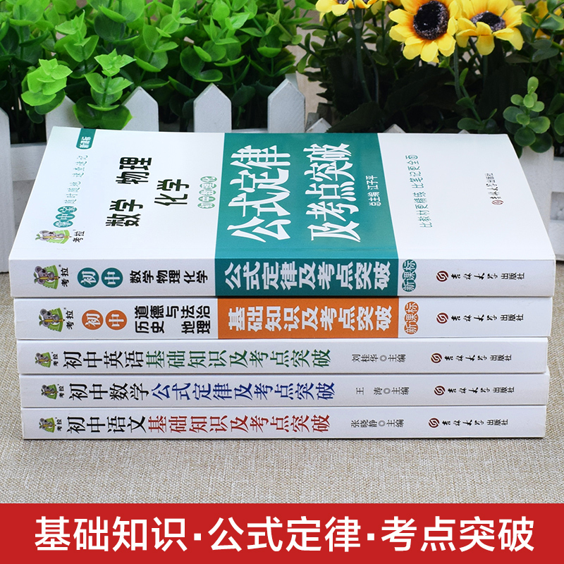 数理化公式定律及考点突破 初中通用 [正版]考拉掌中宝初中基础知识及考点突破5册语文数学英语政治历史地理物理化学初中一二