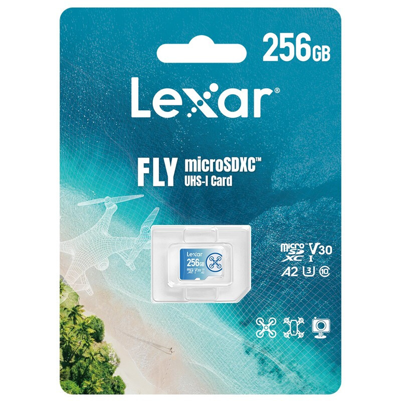 雷克沙(Lexar)TF卡256GB存储卡 读速160MB/s FLY无人机 运动相机高速内存卡U3 V30 4K A2
