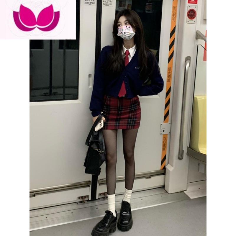 七斓纯欲甜辣JK制服套装女春季辣妹奶系穿搭韩剧学院风连衣裙子风 L 外套+衬衫+半身裙